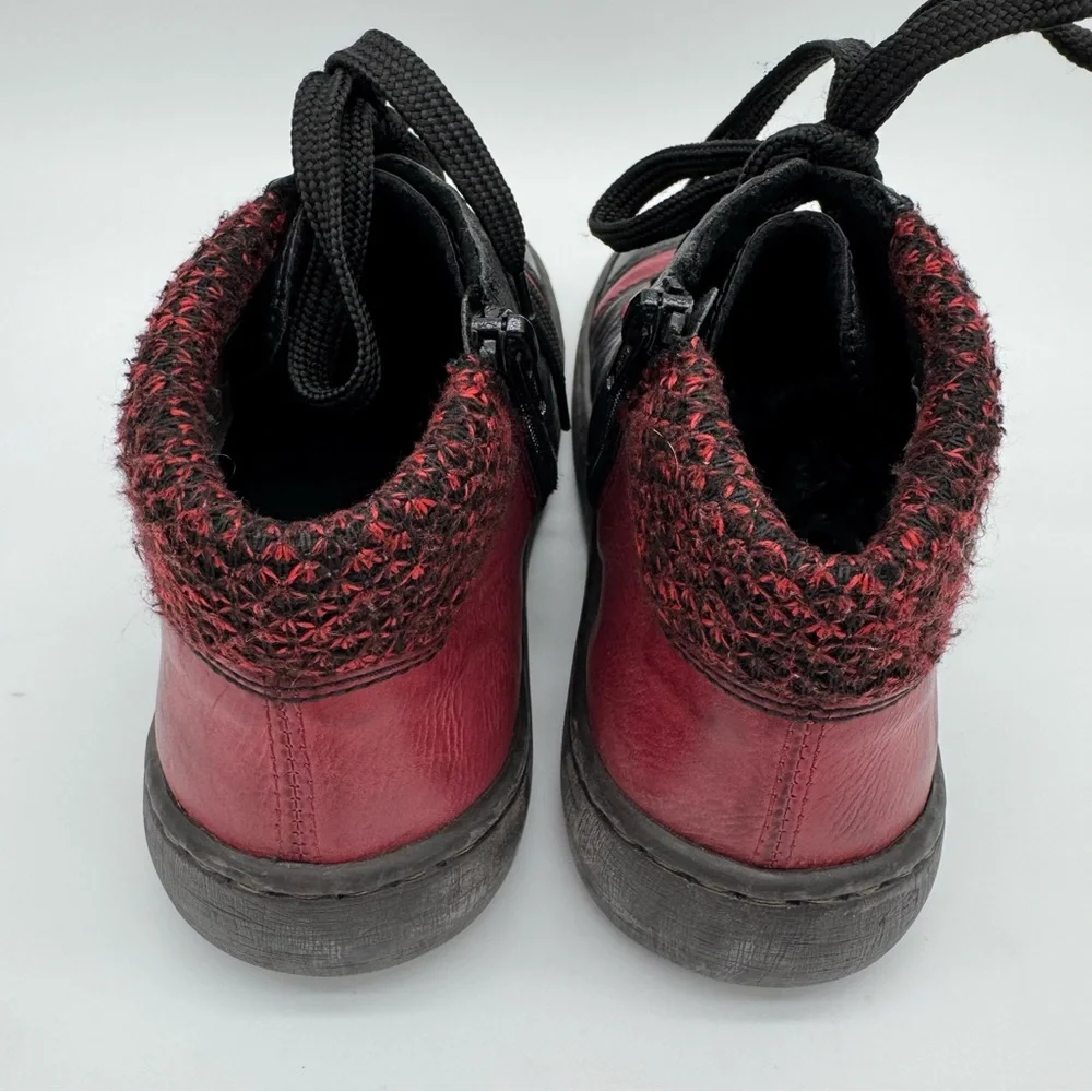 Rieker “Simona 30” Lace Up Leather Ankle Boot Black/Wine/Brandy Size EU 38/US 7 - Picture 6 of 14